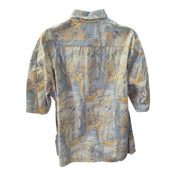 Vintage Blue Pierre Cardin 100% Cotton Hawaiian Shirt Made Korea |Size 2 X-Large - Picture 2 of 8